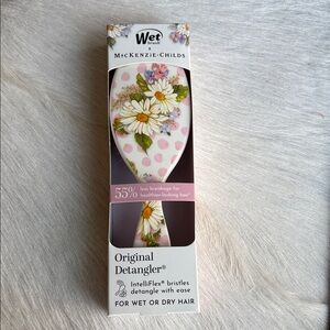 MacKenzie-Childs Pink and White Floral Original Detangler Brush